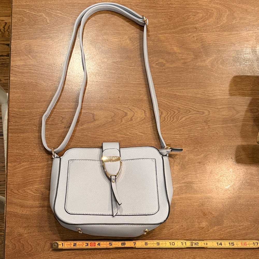 Women's Light Blue Crossbody Bag with Gold Accent